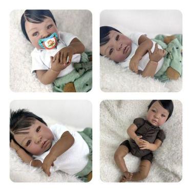 Imagem de Bebê Reborn Menino Realista Negro Molde Shian Com Enxoval - Ana dolls