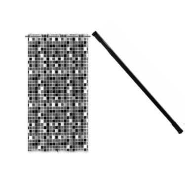 Imagem de Suporte Varão Preto Banheiro 60x90cm Cortina Box Pastilha PR - Maxeb