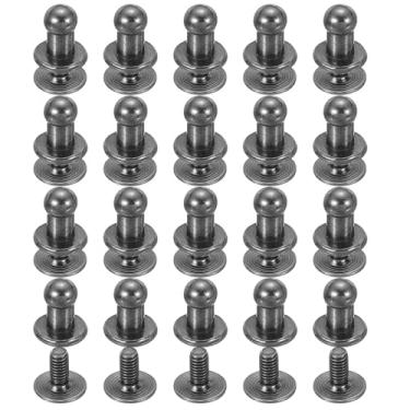 Imagem de PATIKIL Rebites de couro de 4 mm, 20 conjuntos de parafusos de cabeça esférica, botão de cabeça redonda, Chicago, parafuso de mamilo, rebite para couro, faça você mesmo, artesanato, bolsa, cinto