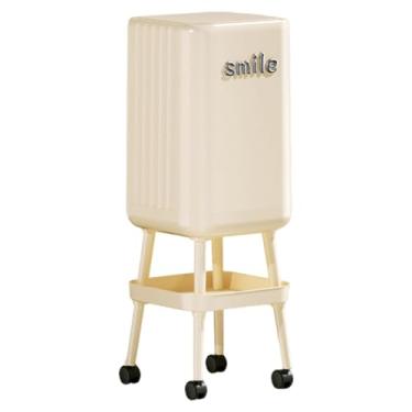 Imagem de FytStycale Lixeira Tipo Prensa com Rodas, Cesto de Lixo, Grande Capacidade, Simples, com Tampa, Lata de Lixo, Cesto de Papéis para Cômoda de Quarto, Branco, Tamanho real