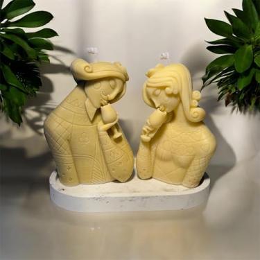 Imagem de Velas Decorativas Aromáticas casal Boêmio, Estilo Vintage, Design Romântico.