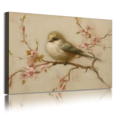 Imagem de Arte de parede em tela de pássaro vintage linda imagem de pardal pinturas do campo francês aquarela estético animal pôsteres pardal tela arte de parede imagens de pássaros e flores impressão de