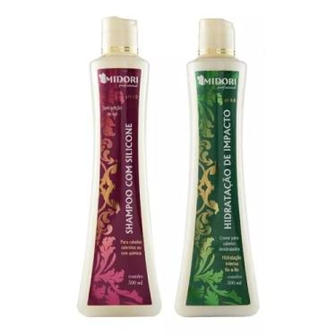 Imagem de Kit Shampoo Com Silicone + Hidratação De Impacto Midori 500ml