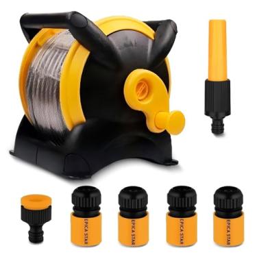 Imagem de Enrolador de Mangueira, com Mangueira de Jardim 20 Metros, Suporte Mangueira, Mangueira de Jardim, Com 6 Cabeçotes Conversores