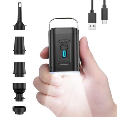 Imagem de LiltsDRae Mini bomba de ar para infláveis, portátil, elétrica tipo C, recarregável, infla rapidamente para boias de piscina, colchão de ar, anel de natação, sacos de armazenamento a vácuo (preto)