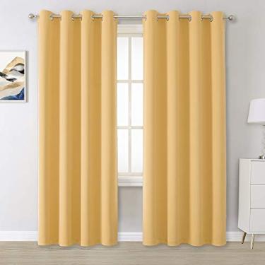 Imagem de Cortinas de névoa do deserto, painéis de cortina blackout de 213 cm de comprimento, para quarto de quarto, cortinas de janela sólidas para sala de estar, ilhoses com isolamento térmico, 130 cm L x 213