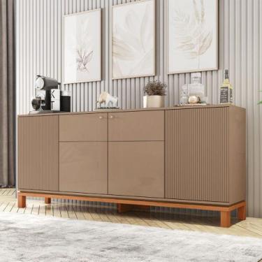 Imagem de Buffet Átomo 179,4cm com 4 Portas Ripadas Pés Cavalete MDP Sued/Freijo