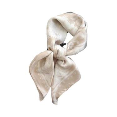 Imagem de Bandana Feminina De Cetim Macio 70x70cm Imitação De Seda Lenço Quadrad