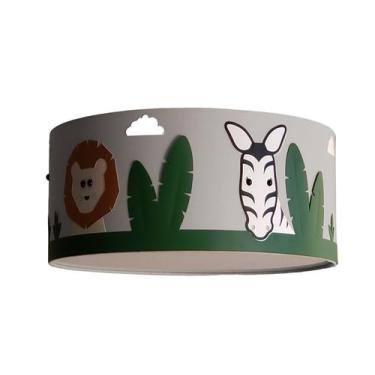Imagem de Luminária Infantil Plafon Safari Cúpula Cinza 30x15  - Tom Luz