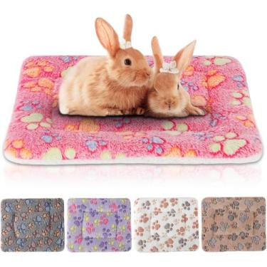 Imagem de YUEPET Pacote com 5 almofadas de cama quentes de porquinho da índia, tapetes de dormir macios de porquinho-da-índia, laváveis, forradores de gaiola de animais pequenos, para coelhinho, hamster