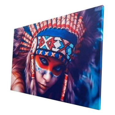 Imagem de Quadro Decorativo Canvas Indígena Colorida Parede Sala 60x40 - DC Expr