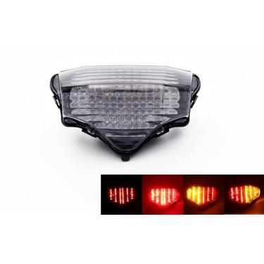 Imagem de Adequado para Yamaha 2004-2009 FZ6; 2009 FZ6-R; (2004-2006 FZ6-S;2007-2009 FZ6-SHG; 2007 FZ6-SW); Lanterna traseira de freio de LED com indicadores de seta integrados; (moke)