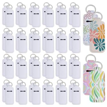 Imagem de DELORIGIN Porta-batom de sublimação, 104 peças, porta-chaves em branco, suporte de batom, protetor labial, portátil, manga com clipe, neoprene para viagem, porta-chaves para bolsa, mochila