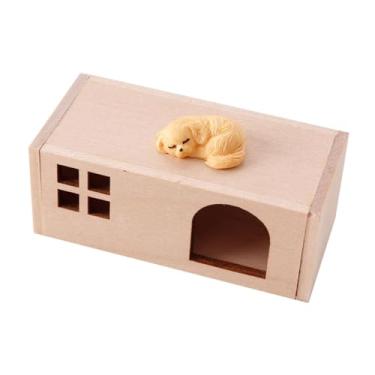 Imagem de KiBcsLic Casa de bonecas em miniatura para animais de estimação, escala 1:12, mini estatueta de animal de estimação fofo, decoração de jardim de fadas, Cachorro