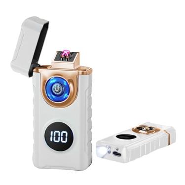 Imagem de TIKIUKI Isqueiro de arco recarregável à prova de vento, carregamento USB, elegante, design noturno perfeito para acampamento, caminhadas, churrasco e uso diário, ótimo presente para homens, mulheres e