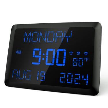 Imagem de Relógio digital Raynic, relógio calendário com tela grande de 11,5 pol