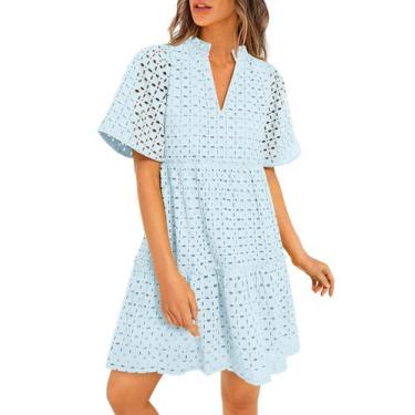 Imagem de Vestido feminino PRETTYGARDEN de manga curta com decote em V, verão 20