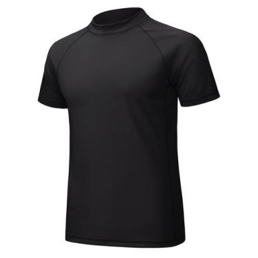 Imagem de Camisa de natação MAGCOMSEN para homens de manga curta UPF 50+ UV pret