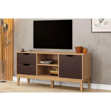 Imagem de Rack Bancada P/ Tv Até 55 Pol Mb 1096 C/ 2 Gavetas 136cm Mel/avelã - Movelbento