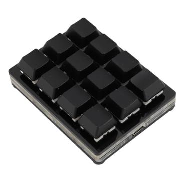 Imagem de Luqeeg Teclado mecânico para jogos de 12 teclas, teclado mecânico programável com uma mão, teclado mecânico multifuncional RGB para jogos mini USB com fio RGB vermelho teclado macro (preto)