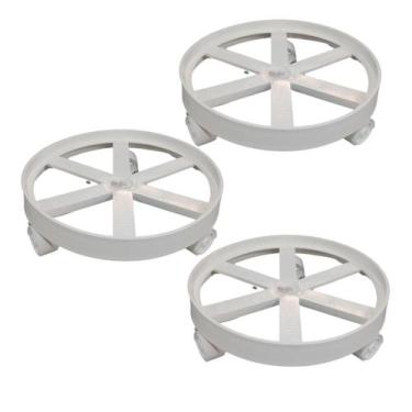 Imagem de Kit com 3 Suportes Para Botijão de Gás com Roda Branco - Micromax