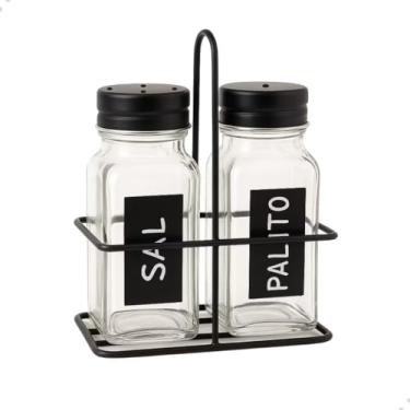 Imagem de Conjunto de Saleiro, Paliteiro e Pimenteiro em Vidro Transparente com Suporte, Kit Organizador para Cozinha