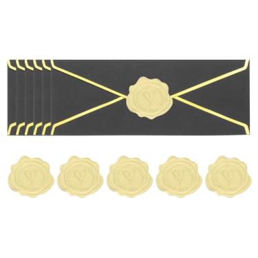 Imagem de YOKIVE Envelopes de negócios nº 10 com borda dourada, envelopes de correspondência padrão com aba em V com adesivos dourados, ótimos para convites de casamento, cheques de cartas, cheques de casamento