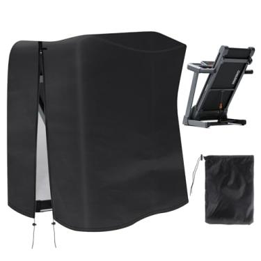 Imagem de Klmnop Capa de esteira dobrável à prova d'água, capa contra poeira para máquina de esteira com cordão e zíper à prova de vento, máquina de corrida, equipamento de treino, protetor para casa, academia