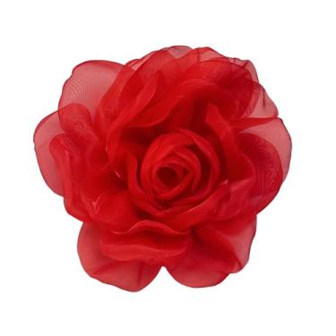 Imagem de Delicado Organza seda rosa flor extra grande broches para mulheres homens elegante tecido floral grande lapela pinos para vestido terno roupas acessórios festa de casamento banquete moda jóias 180 mm