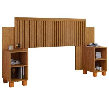 Imagem de Cabeceira Box Flex Mumbai Ripada com Mesas Laterais Nicho