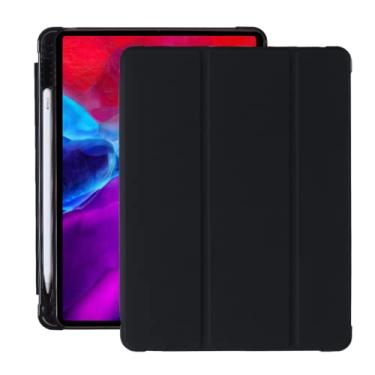Imagem de Capa para iPad 10.2 iPad 2021/2020/2019 9/8ª/7ª Geração, com suporte para lápis, capa protetora com TPU macio, capa para hibernar/acordar automática, preta