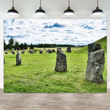Imagem de ASDCXZ 1,8 x 1,2 m Stonehenge pano de fundo histórico, pedra antiga, fotografia, fundo, grama, campo verde, céu azul, nuvens brancas, natureza, paisagem, banner, decoração, feriado, festa, cabine de