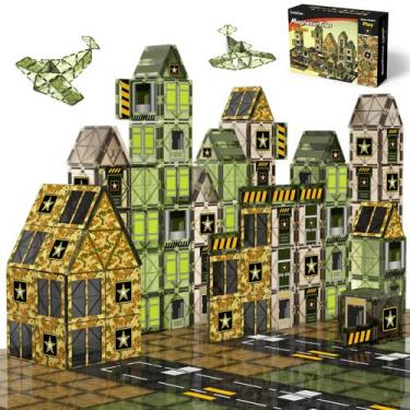 Imagem de Blocos de construção magnéticos GoBidex Army 100PCS para crianças de 3