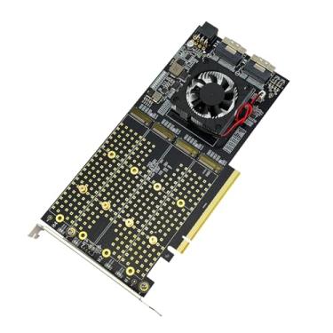 Imagem de 10Gtek Adaptador PCIe3.0 x16 para (4X) M.2 e (2X) SlimSAS (SFF-8654 8i), para NVMe SSD, controlador PEX8749 com função de bifurcação, aplicável a Windows Server/Windows/Linux/VMware ESX/ESXi FreeBSD14