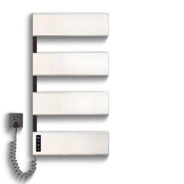 Imagem de Suporte Aquecedor de Toalhas Elétrico - Montado na Parede, Temperatura Ajustável, de Aço Inoxidável para Banheiro (Branco, 220V)