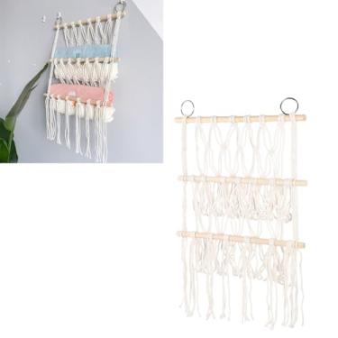 Imagem de Rede de bichos de pelúcia multicamadas, suporte para pendurar na parede, exibição de brinquedo de pelúcia com bastão de madeira, organizador de brinquedos de pelúcia para livros, bonecas, toalhas