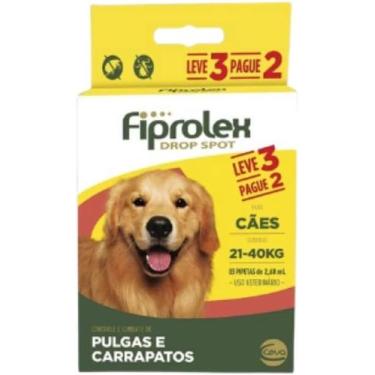 Imagem de Fiprolex Drop Spot Cães 21 a 40kg  Combo 3 Pipetas - Ceva