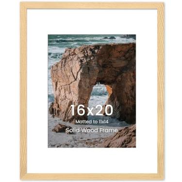 Imagem de Moldura para foto de 40,6 x 50,8 cm, moldura de madeira maciça de freixo da Manchúria 40,6 x 50,8 cm, moldura de ângulo reto 40,6 x 20, moldura fosca de 28 x 35,5 cm, vidro temperado HD, 1 peça