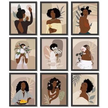 Imagem de 97 Decor Arte de parede de mulher negra - decoração de parede de menina negra, pôsteres de mulheres negras, pinturas de arte afro-americanas, imagens abstratas africanas impressões de meninas negras para decoração de quarto de casa (20 x 25 cm sem moldura)