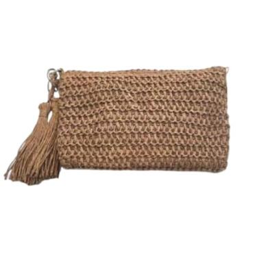 Imagem de Bolsa Artesanal Lateral Transversal Casual Praia Festa 24 x 17 cm (Marrom)