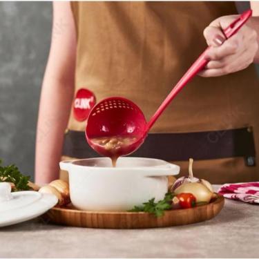 Imagem de Concha Escumadeira Com Bico Para Feijão Caldos Vermelha 2x1 CK - CLINK