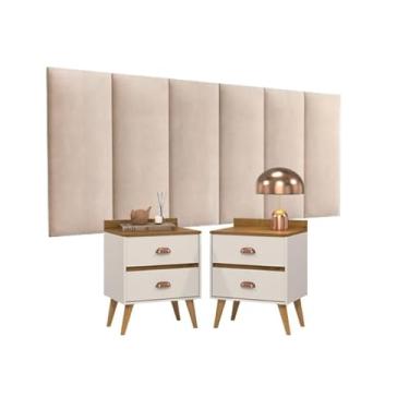 Imagem de Conjunto Para Cama Quarto Cabeceira Suspensa 1,40 e Kit 2 Mesas de Cabeceira Madero