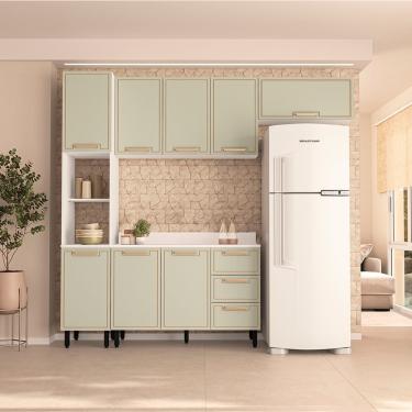 Imagem de Cozinha Modulada 4 Peças com Tampo Amara Politorno Móveis - Branco/Verde