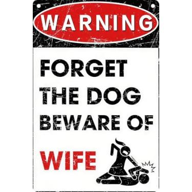 Imagem de Placa de aviso vintage de metal retrô Beware Of Wife Sinais para decoração de casa Placas de arte de parede elegantes presente para casa de banho cozinha e decoração de parede gótica em todos os