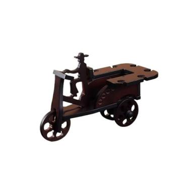 Imagem de hezhuhe2258 Suporte de vinho para armazenamento de vinhos, rack de vinho de madeira maciça, suporte de taça de vinho de cabeça para baixo, mini carro, rack de vinho, bancada