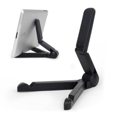 Imagem de ROYESI Suporte de tablet portátil e suporte de telefone - ajustável, dobrável, compatível com a maioria dos tablets, Kindle Fire, smartphones e iPad de 7 a 10,2 polegadas