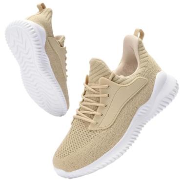 Imagem de VIPSUPER Tênis feminino de caminhada – Espuma viscoelástica, sem cadarço, academia, treino, enfermagem, conforto e trabalho, leve, Bege, 40