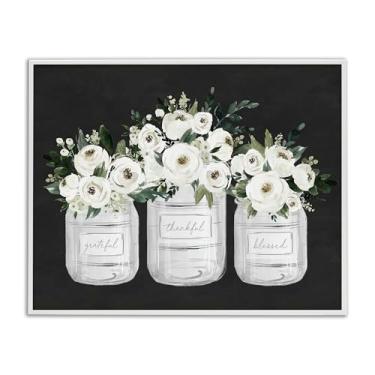 Imagem de Stupell Industries Arte giclée emoldurada branca floral Farmhouse Jars Trio, design por Lettered and Lined, 11 x 14