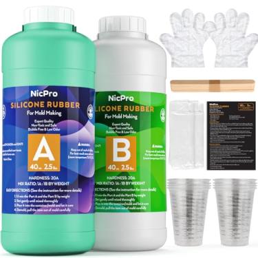 Imagem de Nicpro Kit de fabricação de moldes de silicone de 2,268 g 20A, borracha de silicone líquida platina para moldes, verde jade flexível e segura para alimentos, proporção de mistura 1:1 para fundição de