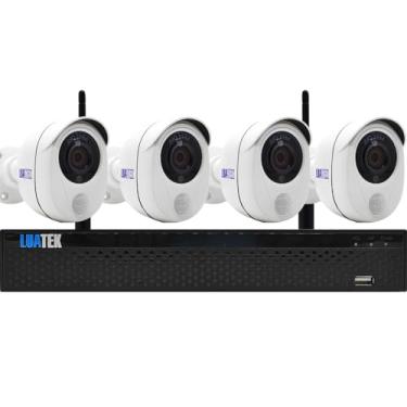 Imagem de Kit 4 Câmeras de Segurança Wi-Fi Full HD 1080p com Infravermelho + NVR Gravador Digital Acesso Remoto